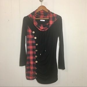 Roshi Mixed Print Buffalo Check Dress